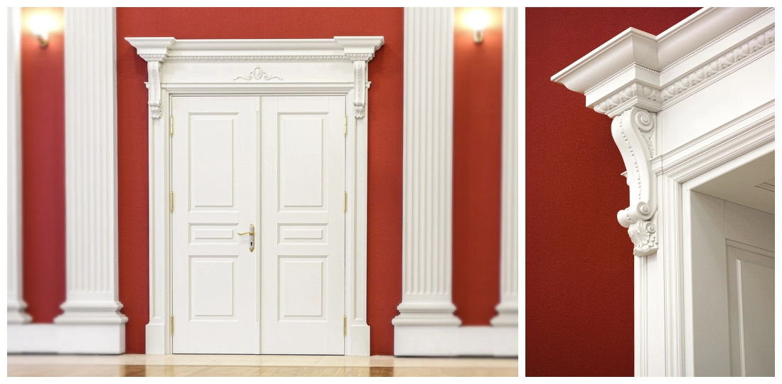 białe drzwi drewniane ekskluzywne dwuskrzydłowe