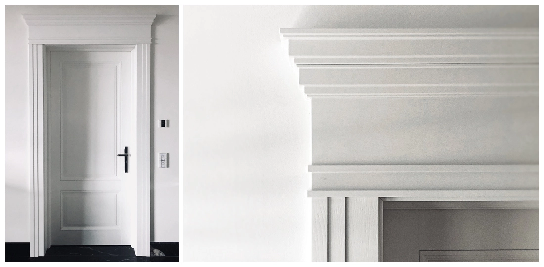 drzwi drewniane z ościeżnicą z koroną