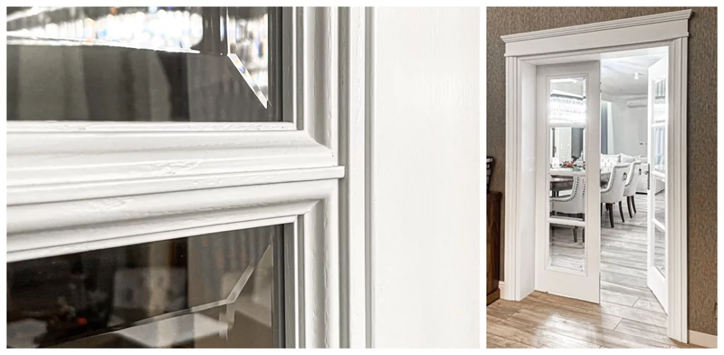 drzwi wewnętrzne z ościeżnicą ze szlifowanymi szybami