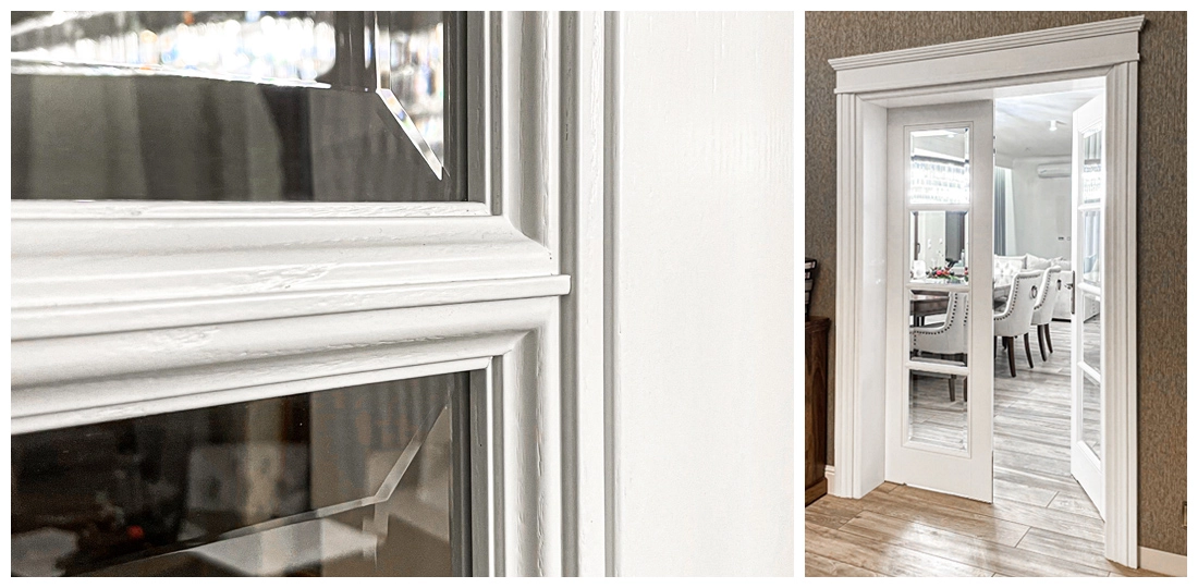 drzwi wewnętrzne z ościeżnicą ze szlifowanymi szybami